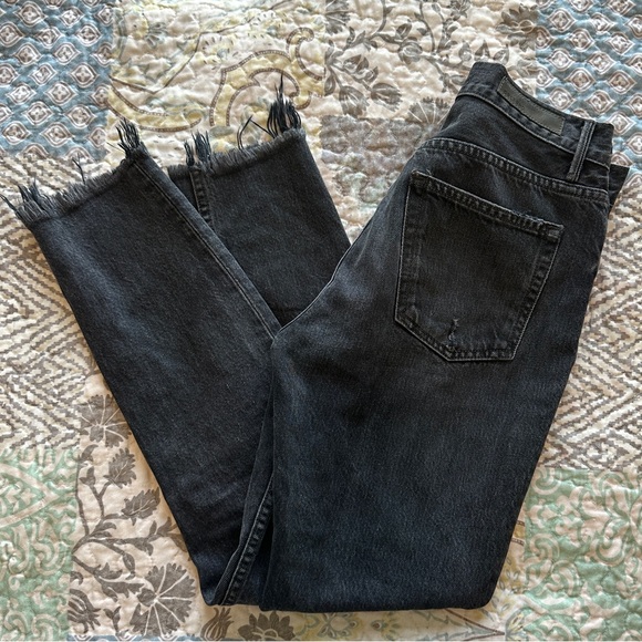 Revolve GRLFRND Black Karolina High-Rise Skinny Jean Raw Hem 26 - Picture 3 of 10